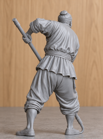 JK3 Chinese Fishing Junk Crew Figure with Boat Hook – Unpainted, Multi-Scale 1/96 to 1/8