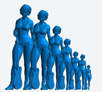 W55 – Sexy Woman Guitarist (Guitar Down Pose) | Scale Model Female Figure