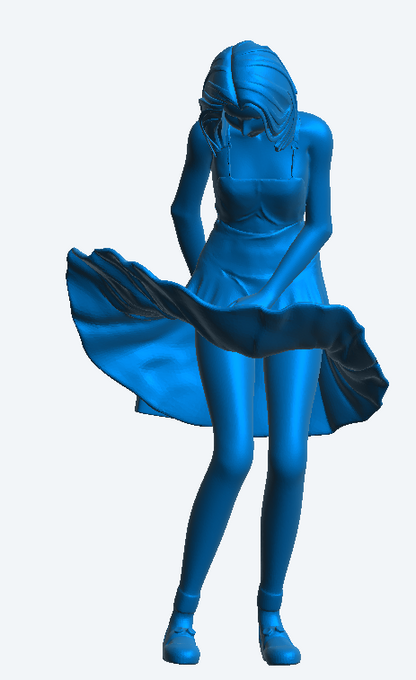 W56 – Woman Shopping on a Windy Day in short rising dress | Die-Cast Scale Model Female Figure
