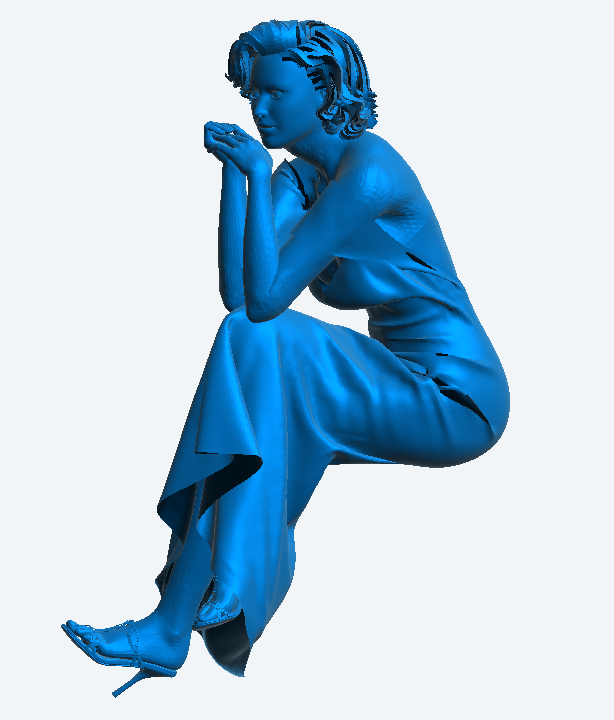 W64 – Woman in Evening Dress Sitting in Thought | Scale Model Female Figure