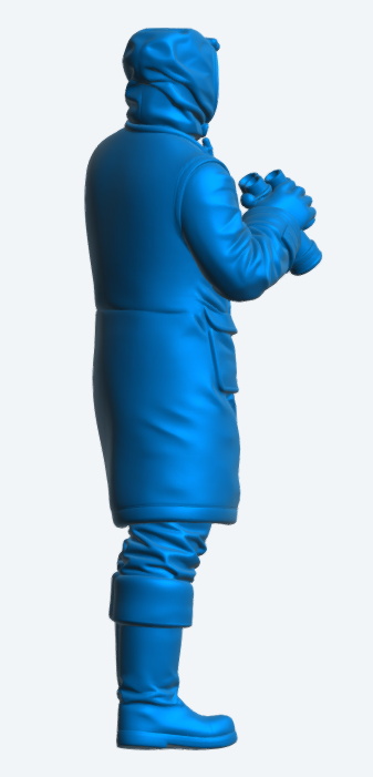 N19 Naval Crew Figure – Cold Weather Duffle Coat, Holding Binoculars – Unpainted Multi-Scale