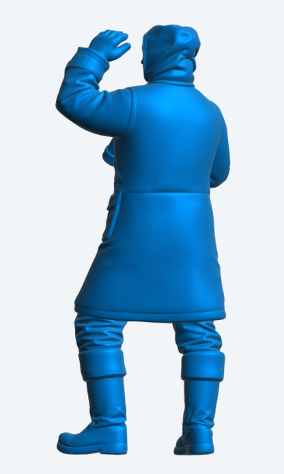 N19 Naval Crew Figure – Cold Weather Duffle Coat, Holding Binoculars – Unpainted Multi-Scale