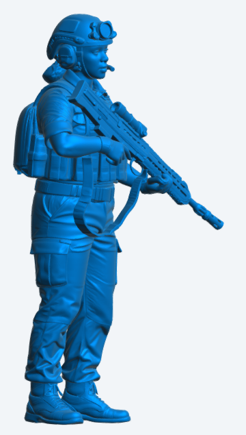 N36 Female Royal Navy Crew Figure – Rifle at Port – Unpainted Multi-Scale Model