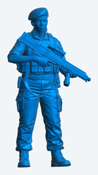 N37 Female Royal Navy Crew Figure – Armed Guard (Beret) – Unpainted Multi-Scale Model