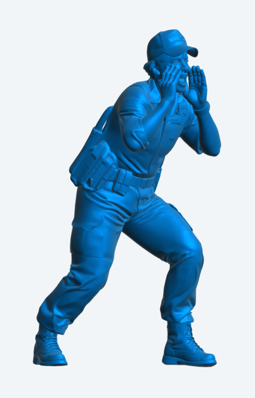 N41 Female US Navy Deck Crew Figure – Shouting / Command Pose – Unpainted Multi-Scale Model