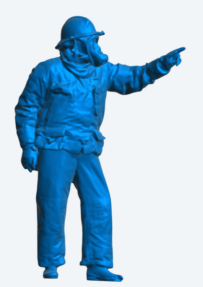 EMS39 USA Firefighter Pointing – Helmet & Mask 3D Scanned, Unpainted