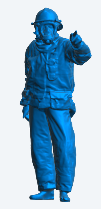 EMS39 USA Firefighter Pointing – Helmet & Mask 3D Scanned, Unpainted