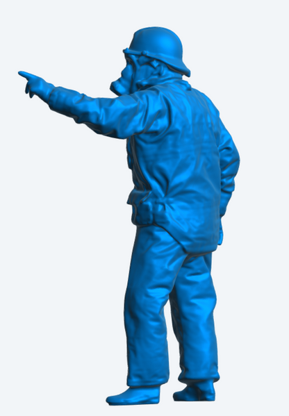 EMS39 USA Firefighter Pointing – Helmet & Mask 3D Scanned, Unpainted