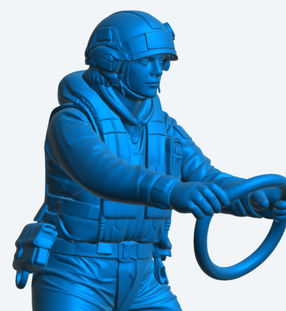 R2 Female RNLI Lifeboat Crew Figure – Helm Position | Unpainted Multiscale Model