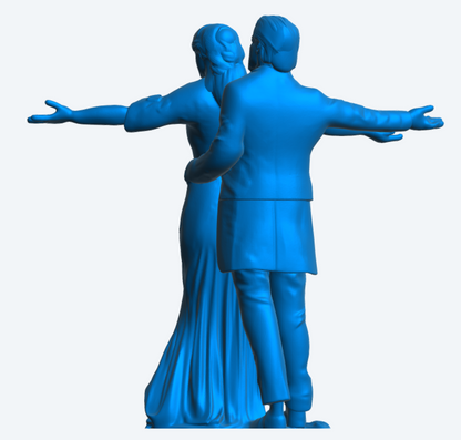 W69 Young Couple with Arms Outstretched – “Bow of the Ship” Pose – UNPAINTED