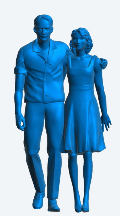 W68 Walking Couple with Arms Linked – UNPAINTED