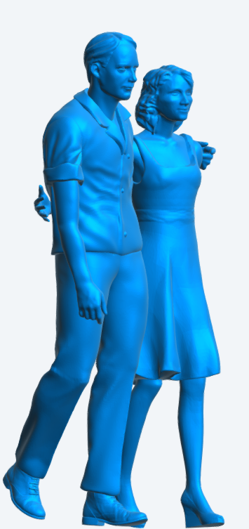 W68 Walking Couple with Arms Linked – UNPAINTED