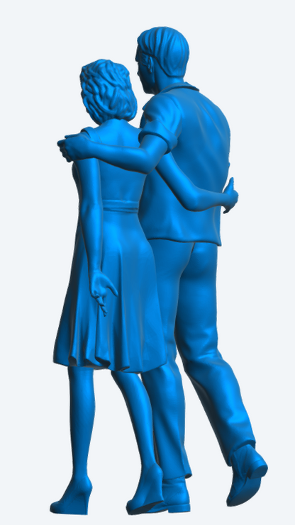 W68 Walking Couple with Arms Linked – UNPAINTED