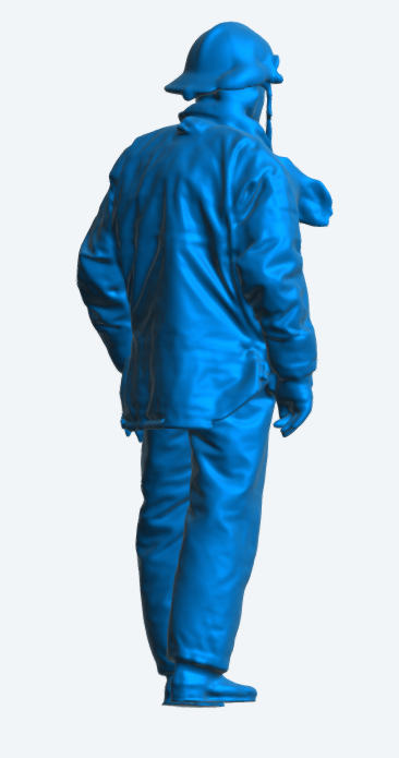 EMS41 USA Firefighter Walking Relaxed 3D Scanned, Unpainted