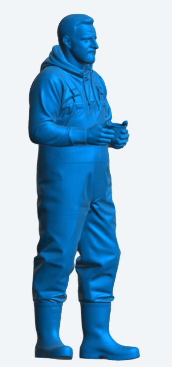 TG112 Standing Deck Crewman Holding Mug – Waterproof Overalls UNPAINTED