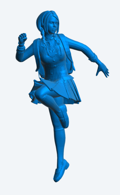 W67 School Girl with Backpack Skipping – UNPAINTED