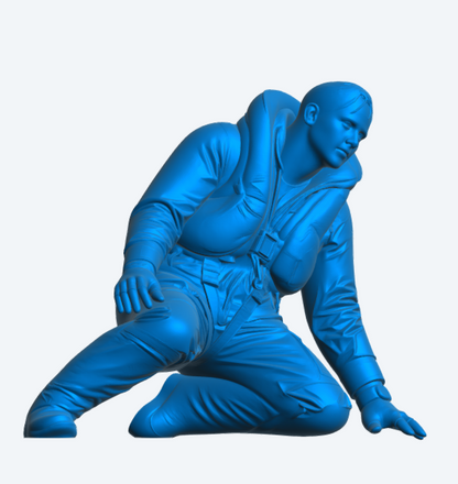 R12 RNLI Lifeboat Crewman Figure Kneeling Unpainted part of a set