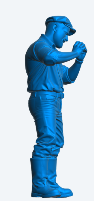 M100 – Early 20th Century Workman with Sandwich Unpainted Scale Model Figure