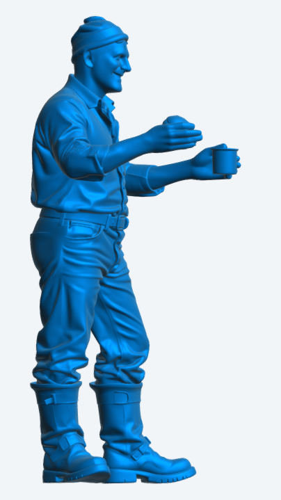 M102  Workman with Bacon Butty & Mug Unpainted Scale Model Figure
