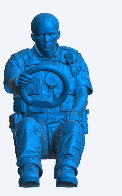 C17 Female Police Officer Driver Figure – Tactical Gear with Steering Wheel Unpainted