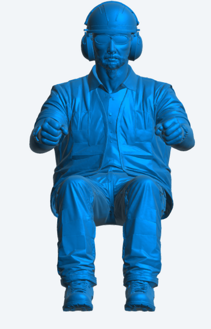 C20 Plant Operator / Site Driver Figure – Safety Gear with Ear Protection Unpainted