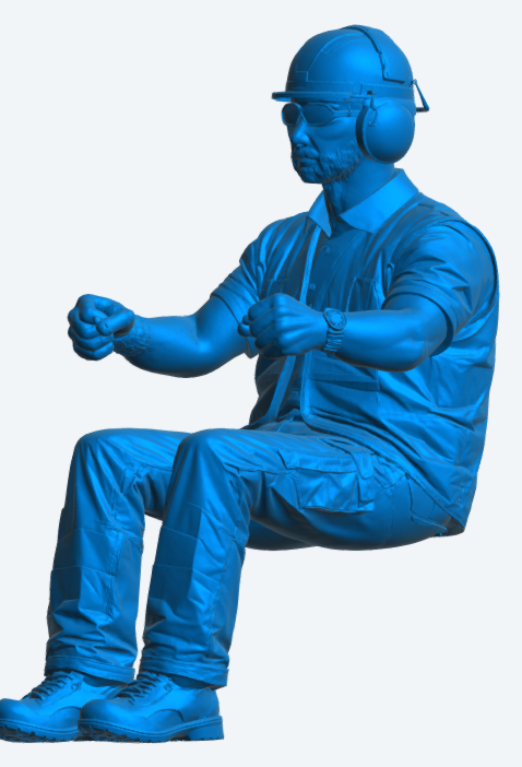 C20 Plant Operator / Site Driver Figure – Safety Gear with Ear Protection Unpainted