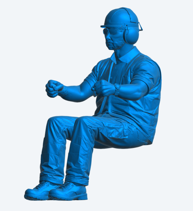 C20 Plant Operator / Site Driver Figure – Safety Gear with Ear Protection Unpainted