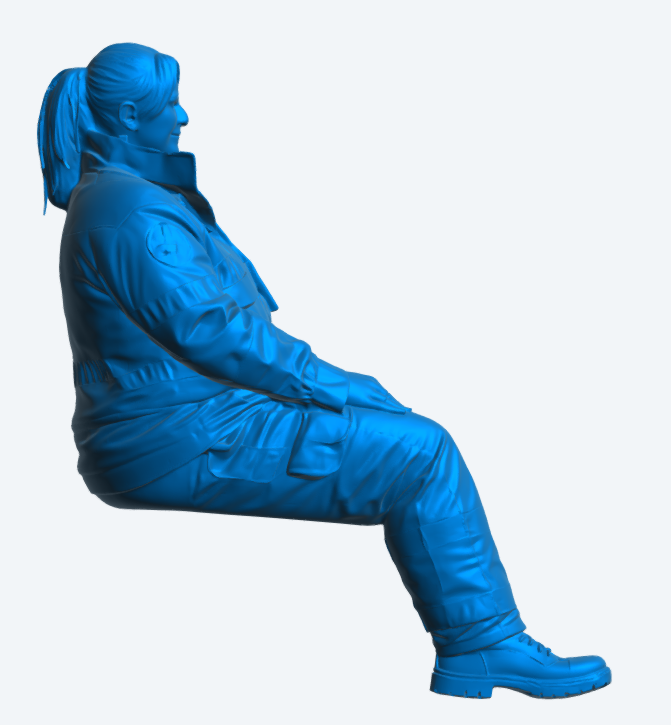 C26 Weibliche Krankenwagenbesatzung Beifahrerfigur – Sitzende Pose Unbemalt