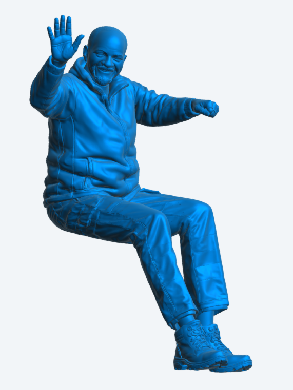 C28B Fahrerfigur LKW – Winkende Pose, Rechtslenker-Version, Unlackiert