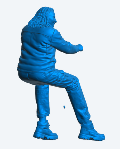 C27B Female Commercial Driver Figure – High Visibility Workwear, RHD Version Unpainted