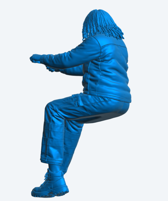 C27B Female Commercial Driver Figure – High Visibility Workwear, RHD Version Unpainted