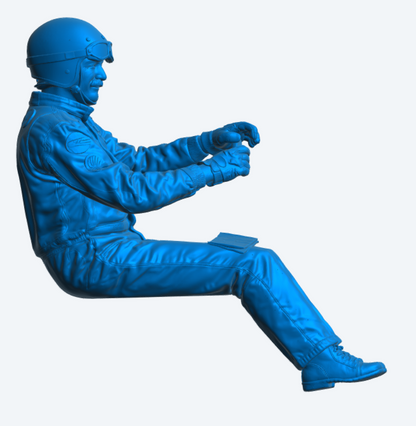 C40 Classic Rally Driver – 1970s–1990s Era Seated Driving Pose Unpainted