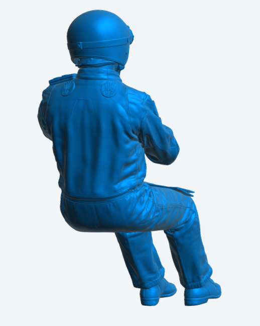 C40 Classic Rally Driver – 1970s–1990s Era Seated Driving Pose Unpainted