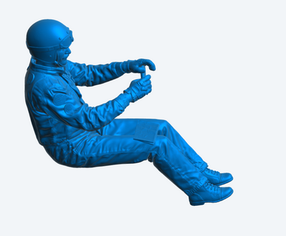 C40 Classic Rally Driver – 1970s–1990s Era Seated Driving Pose Unpainted