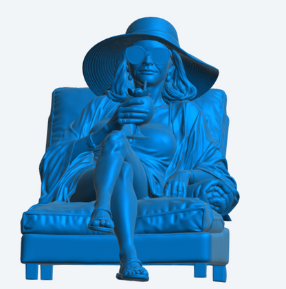 W77 Entspannte Sonnenliegefigur – Freizeit-/Deckszenenfigur, unbemalt