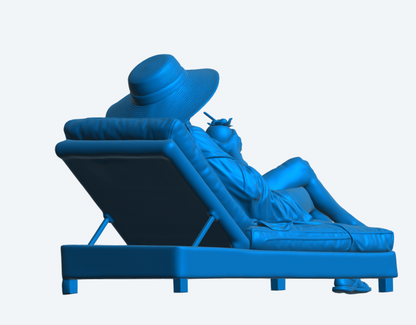 W77 Entspannte Sonnenliegefigur – Freizeit-/Deckszenenfigur, unbemalt