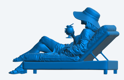 W77 Entspannte Sonnenliegefigur – Freizeit-/Deckszenenfigur, unbemalt