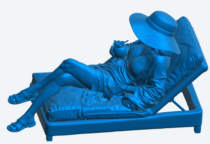 W77 Entspannte Sonnenliegefigur – Freizeit-/Deckszenenfigur, unbemalt