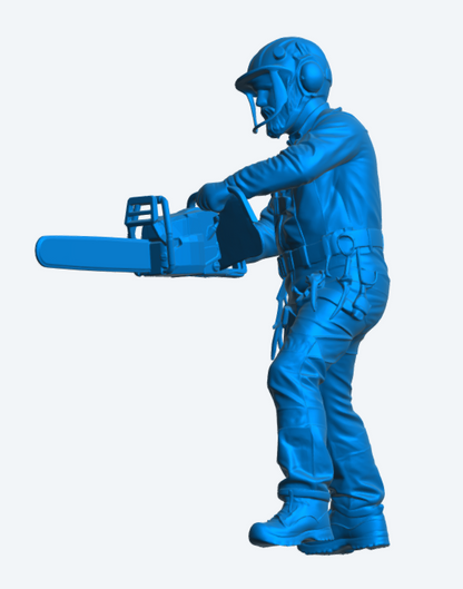 M115 Tree Surgeon Figure – Chainsaw Operator with Safety Gear Unpainted