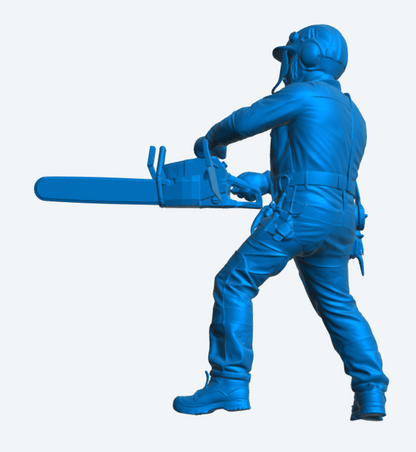 M115 Tree Surgeon Figure – Chainsaw Operator with Safety Gear Unpainted