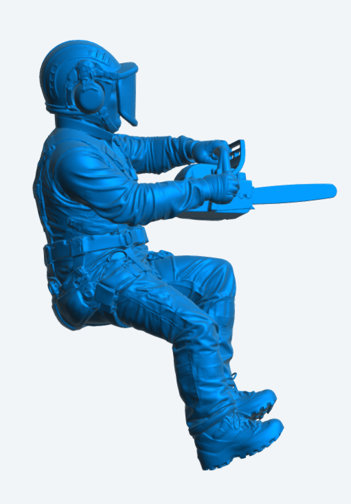 M116 Suspended Tree Surgeon Figure – Chainsaw Operator Aloft Unpainted