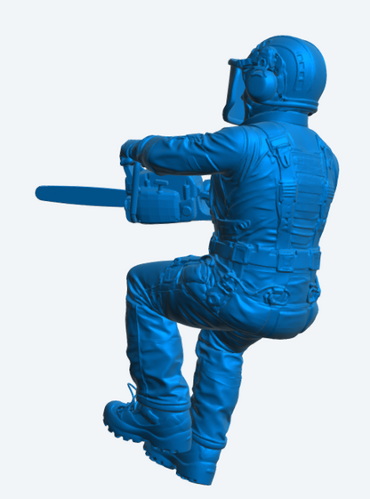 M116 Suspended Tree Surgeon Figure – Chainsaw Operator Aloft Unpainted