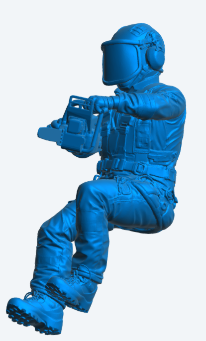 M116 Suspended Tree Surgeon Figure – Chainsaw Operator Aloft Unpainted