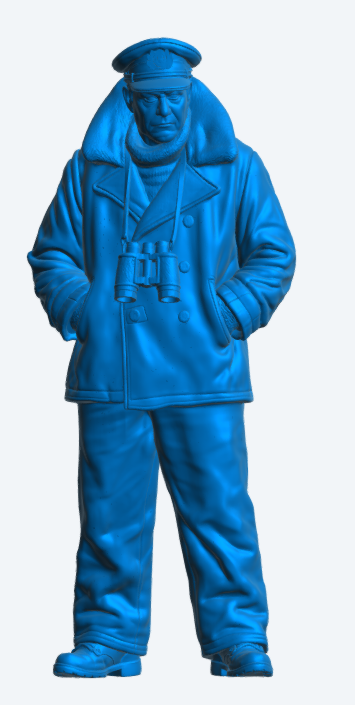 N56 Scale Model Figure Naval Officer in Heavy Weather Gear Flower-Class Corvette Unpainted