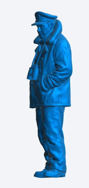 N56 Scale Model Figure Naval Officer in Heavy Weather Gear Flower-Class Corvette Unpainted