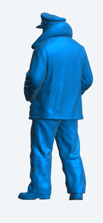 N56 Scale Model Figure Naval Officer in Heavy Weather Gear Flower-Class Corvette Unpainted