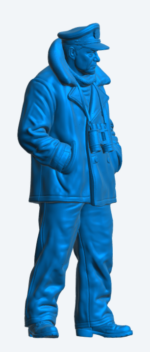 N56 Scale Model Figure Naval Officer in Heavy Weather Gear Flower-Class Corvette Unpainted