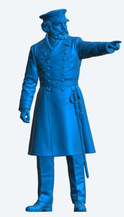 N82 Late Victorian Royal Navy Officer – Pointing Command Pose – Unpainted Scale Model Figure