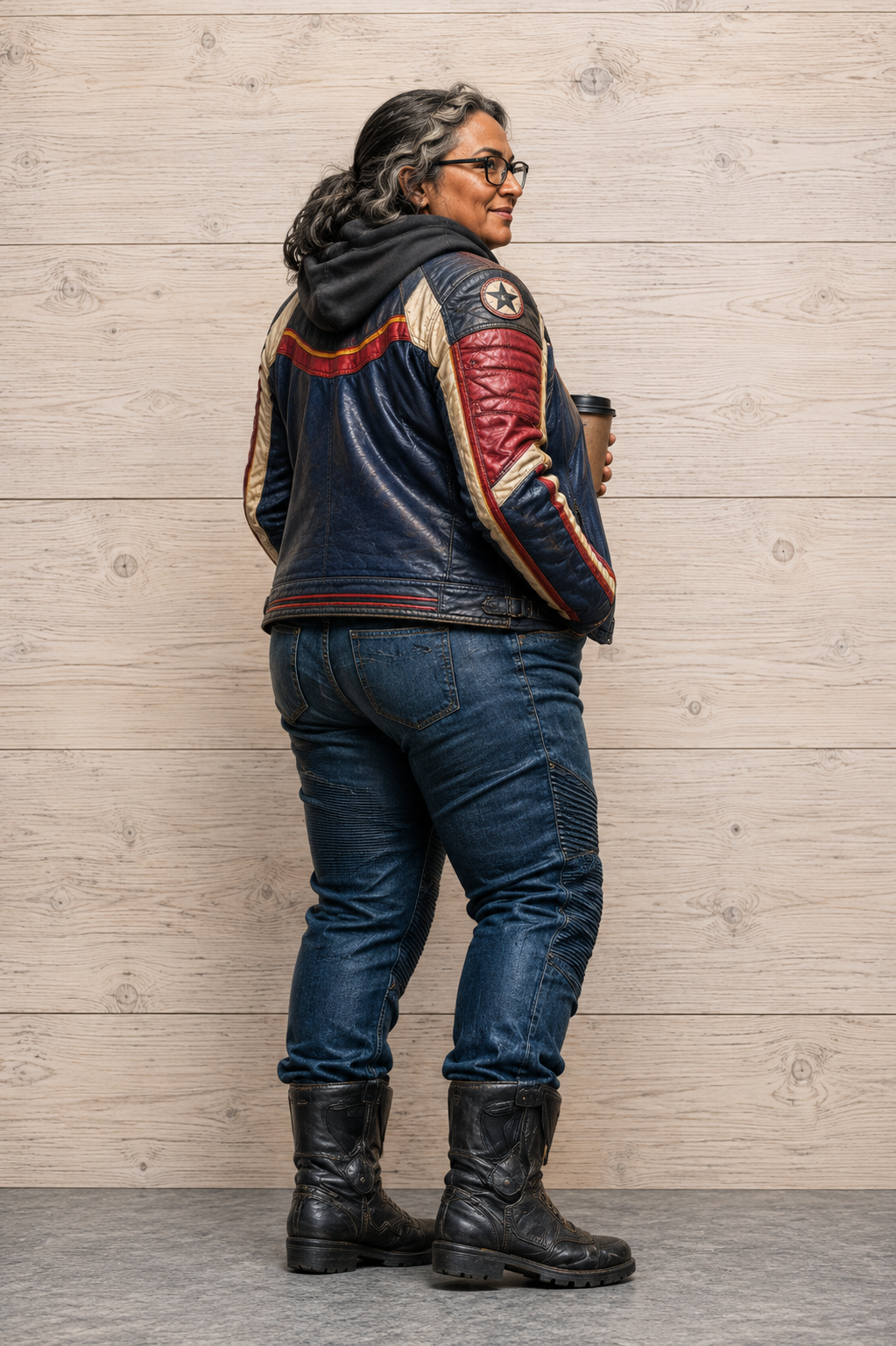 B8 Scale Model Female Biker with Coffee Figure | Unpainted Multi-Scale Motorcycle