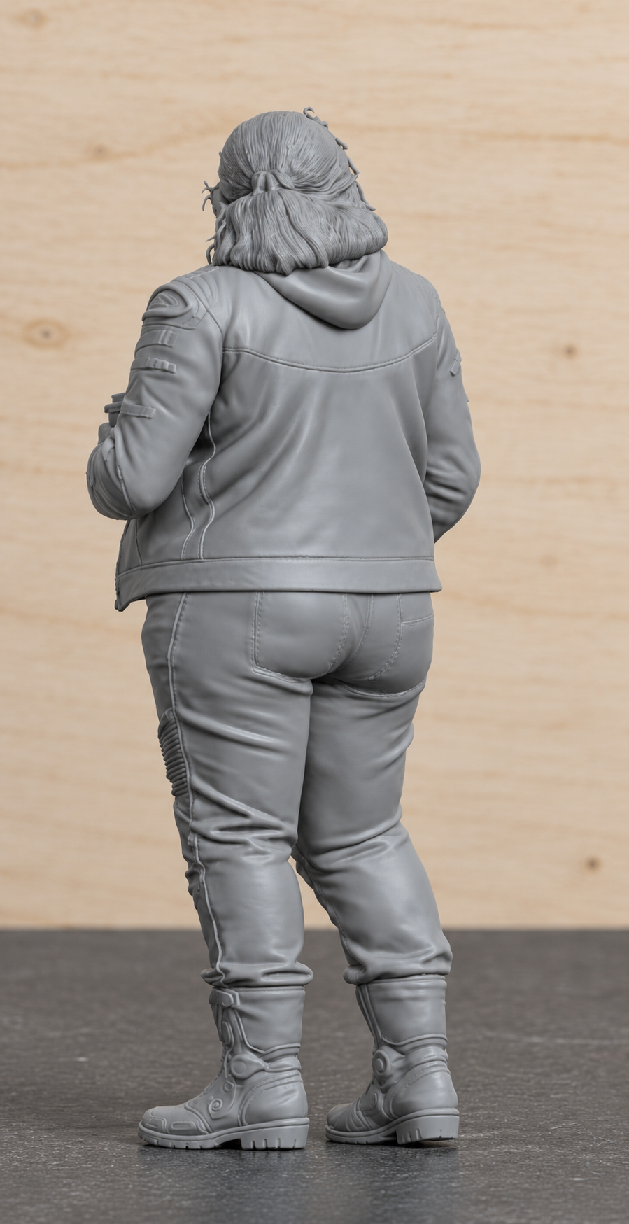 B8 Scale Model Female Biker with Coffee Figure | Unpainted Multi-Scale Motorcycle